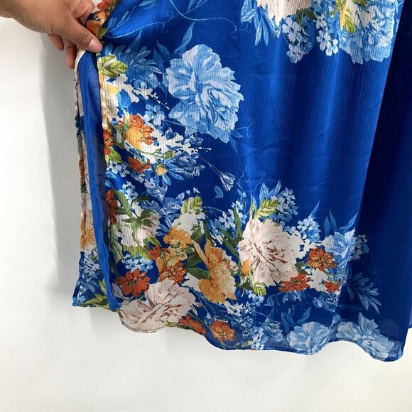 Zara Dress Women S Floral Blooms Off the Shoulder Side Slit Midi Travel Summer - Picture 6 of 15